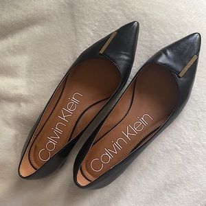Calvin Klein Black Flats Gold Detail
